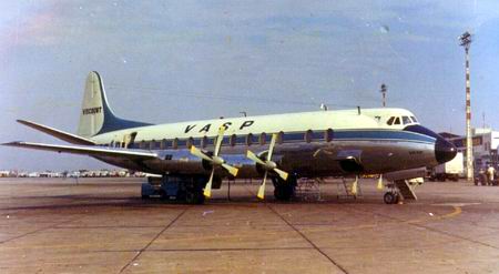 Vickers Viscount V.827 prefixo PP-SRD da VASP, aqui fotografado no Rio de Janeiro em Julho de 1973