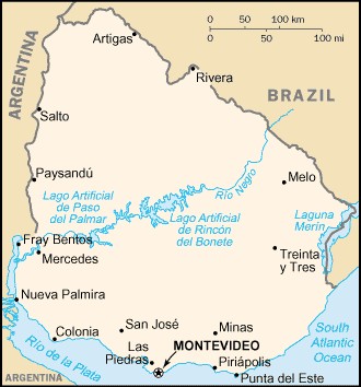 Mapa do Uruguai - CRDITO: Wikipdia