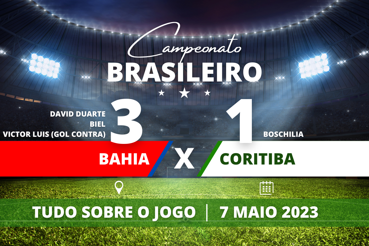 Bahia 3 x 1 Coritiba - O Tricolor baiano vence a primeira em casa no Brasileirão e deixa o Coxa na vice-lanterna do campeonato