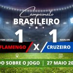 Flamengo 1 x 1 Cruzeiro - Em jogo cheio de emoções e pênalti perdido por Gabigol no Maracanã, Flamengo e Cruzeiro ficam no empate de 1 a 1 pelo Campeonato Brasileiro, válido pela oitava rodada.