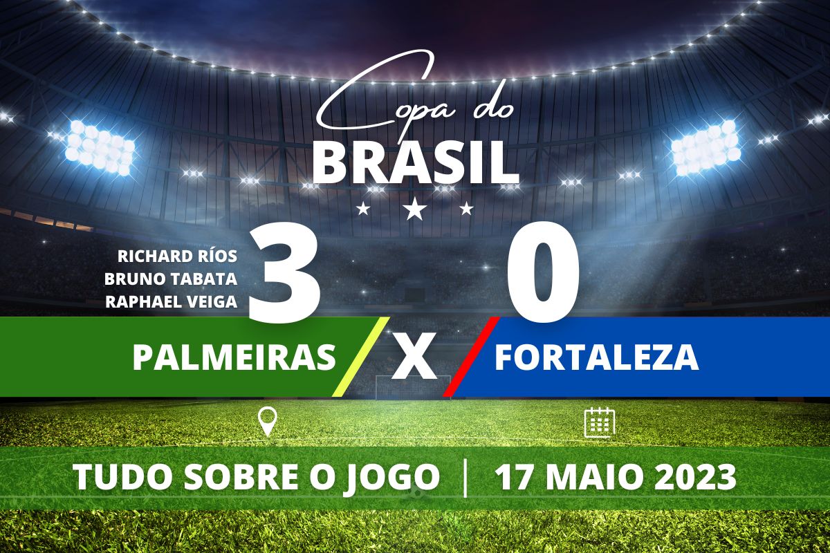 Palmeiras 3 x 0 Fortaleza - Palmeiras abre com dois gols no começo do primeiro tempo e vence o Fortaleza no jogo de ida pelas oitavas de final da Copa do Brasil.