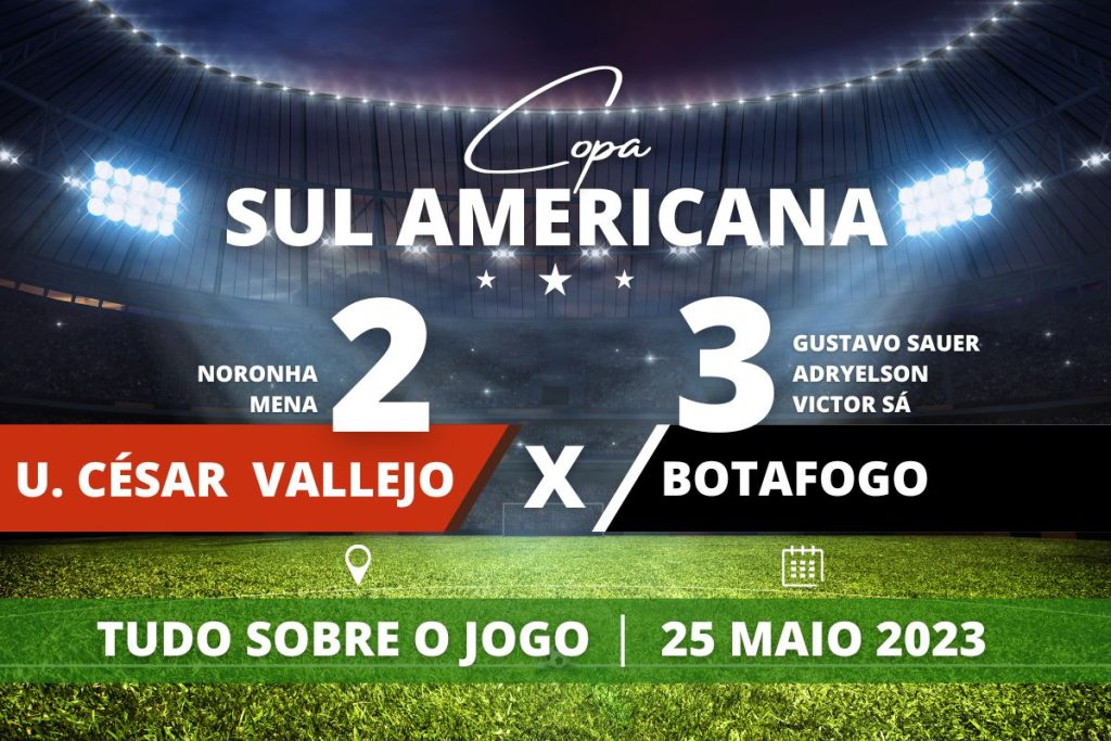 Universidad César Vallejo 2 x 3 Botafogo - No Peru, Botafogo leva a melhor em cima do time de César Vallejo comandado por Loco Abreu, grande ídolo dos botafoguenses, e garante mais uma liderança. Desta vez pelo Grupo A da Conmebol Libertadores 2023.