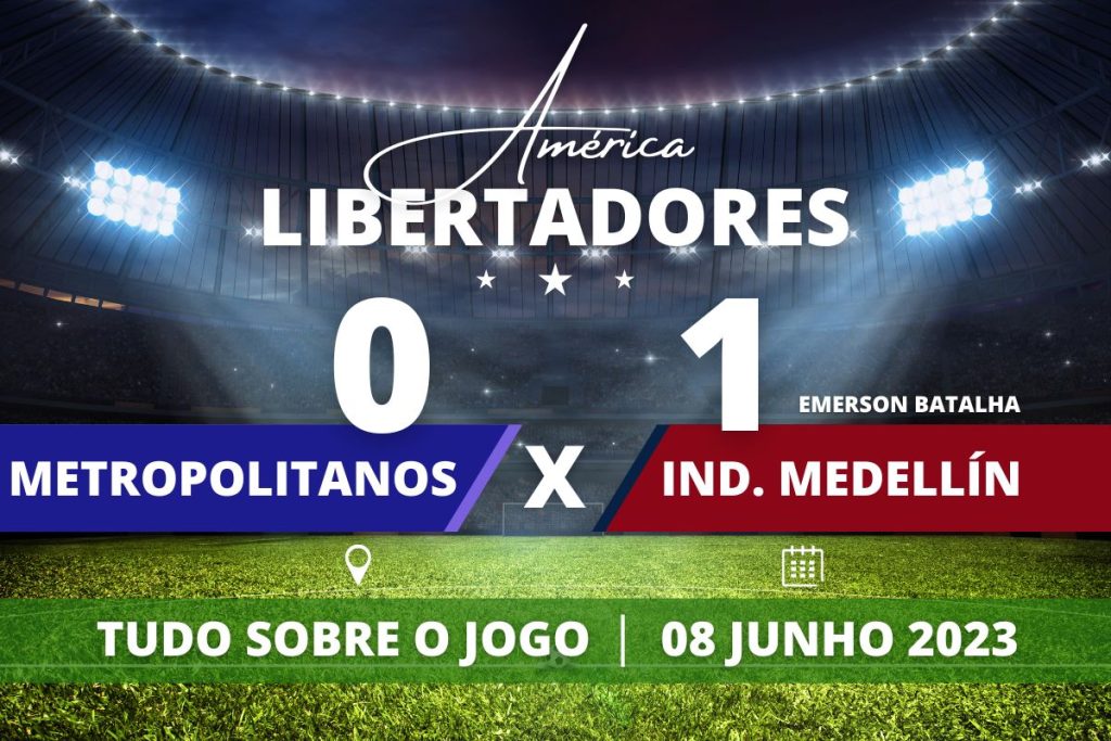 Metropolitanos 0 x 1 Independiente Medellín - Em Caracas, o Independiente Medellín vence com único gol de Emerson Batalha e assume a liderança do Grupo B da Libertadores, em jogo válido pela 5° rodada do campeonato. Metropolitanos, sem pontos, já está desclassificado.