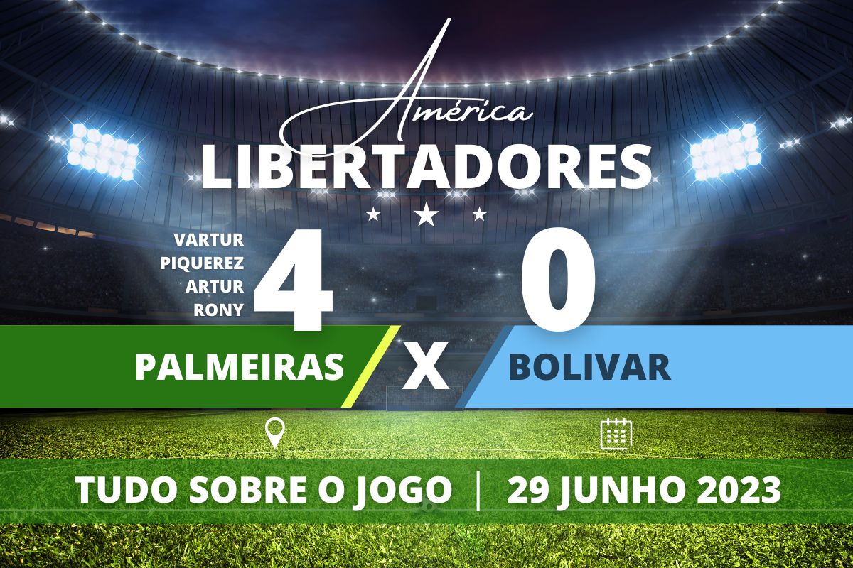 Palmeiras 4 x 0 Bolívar - No Allianz Parque, o Verdão avança com goleada de 4 a 0 em cima do Bolívar e fecha fase de grupos com ótima campanha na Libertadores 2023.