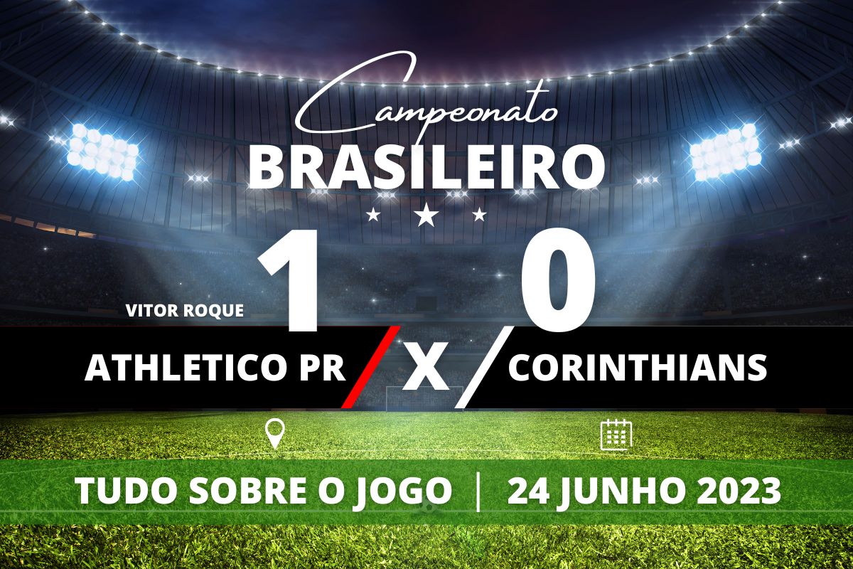 Athletico PR 1 x 0 Corinthians - Na Ligga Arena, em Coritiba, Athletico Paranaense vence o Corinthians com gol de Vitor Roque e se aproxima do G-4. Com resultado negativo, Timão chega perto da zona de rebaixamento.