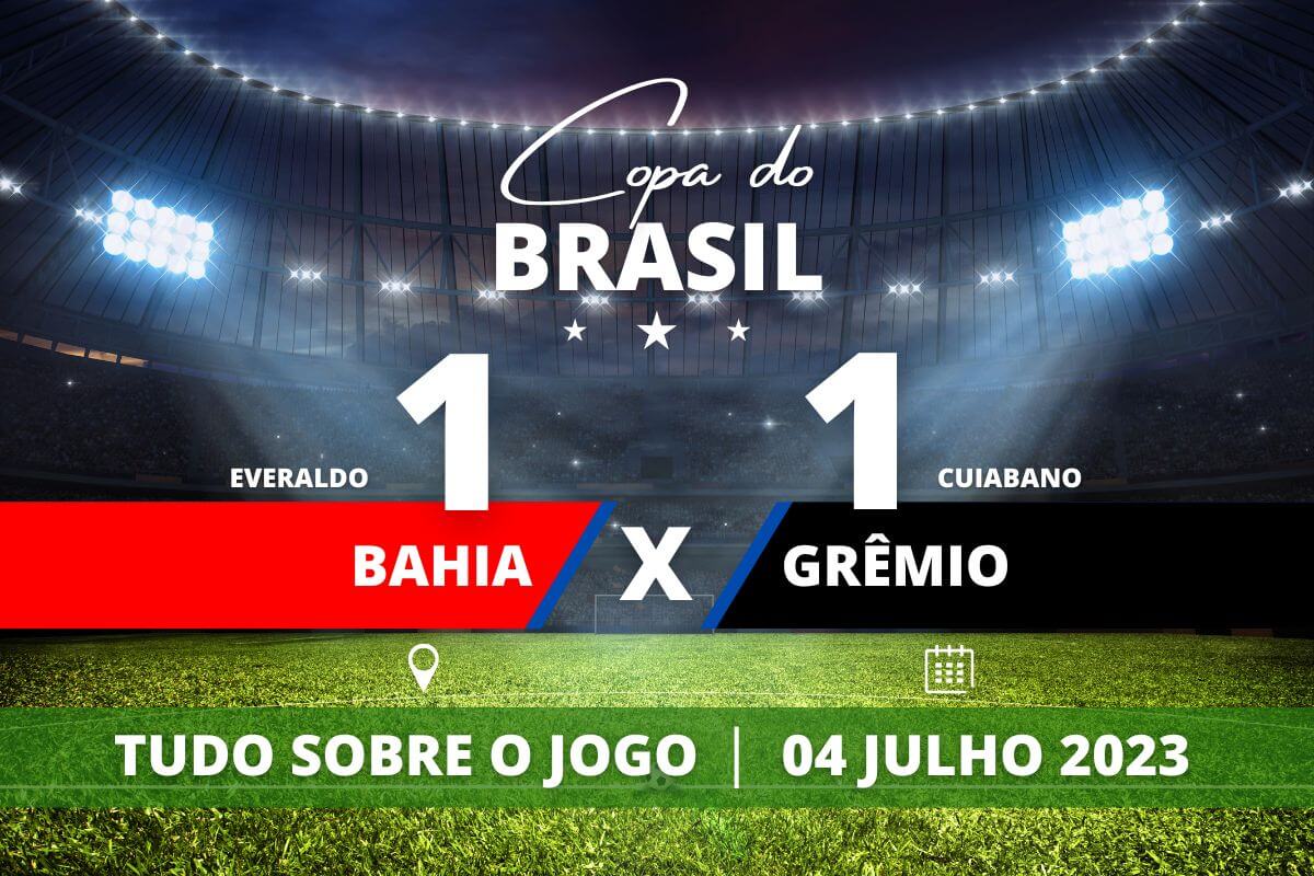 Bahia 1 x 1 Grêmio - Nos últimos minutos de jogo Cuiabano trás empate do Grêmio contra o Bahia na noite dessa terça-feira - Everaldo (Bahia) aos 1' do 2° tempo e Cuiabano (Grêmio) aos 48' do 2° tempo.