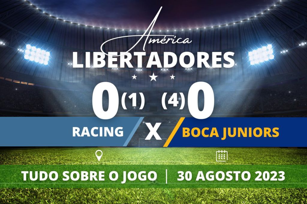 Racing 0 x 0 Boca Juniors - No Presidente Perón, após mais um empate sem gols, Boca Juniors vence o Racing por 4 a 1 nos pênaltis e está nas semifinais da Conmebol Libertadores 2023.