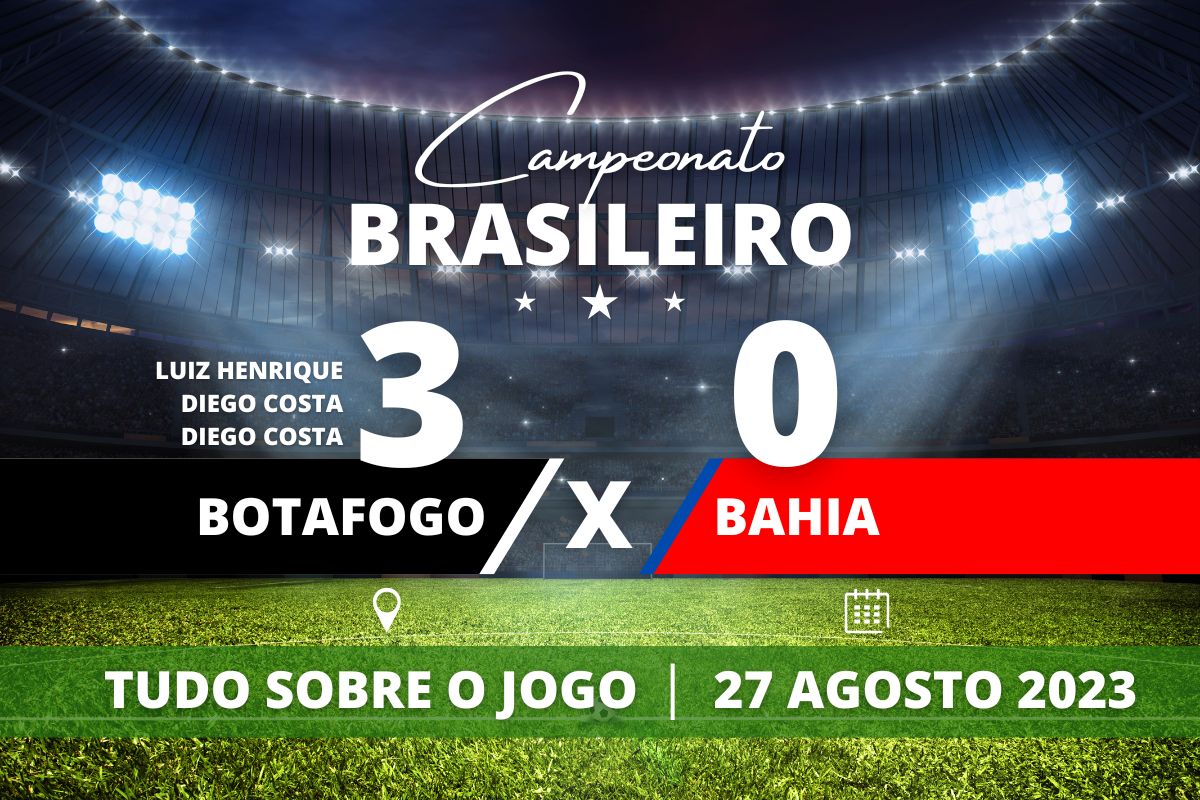 Botafogo 3 x 0 Bahia - Segue o líder! Em casa, Botafogo sai ovacionado pela torcida ao vencer o Bahia com dois gols de Diego Costa e um de Luiz Henrique, chegando aos 51 pontos e se mantendo isolado no topo da tabela.