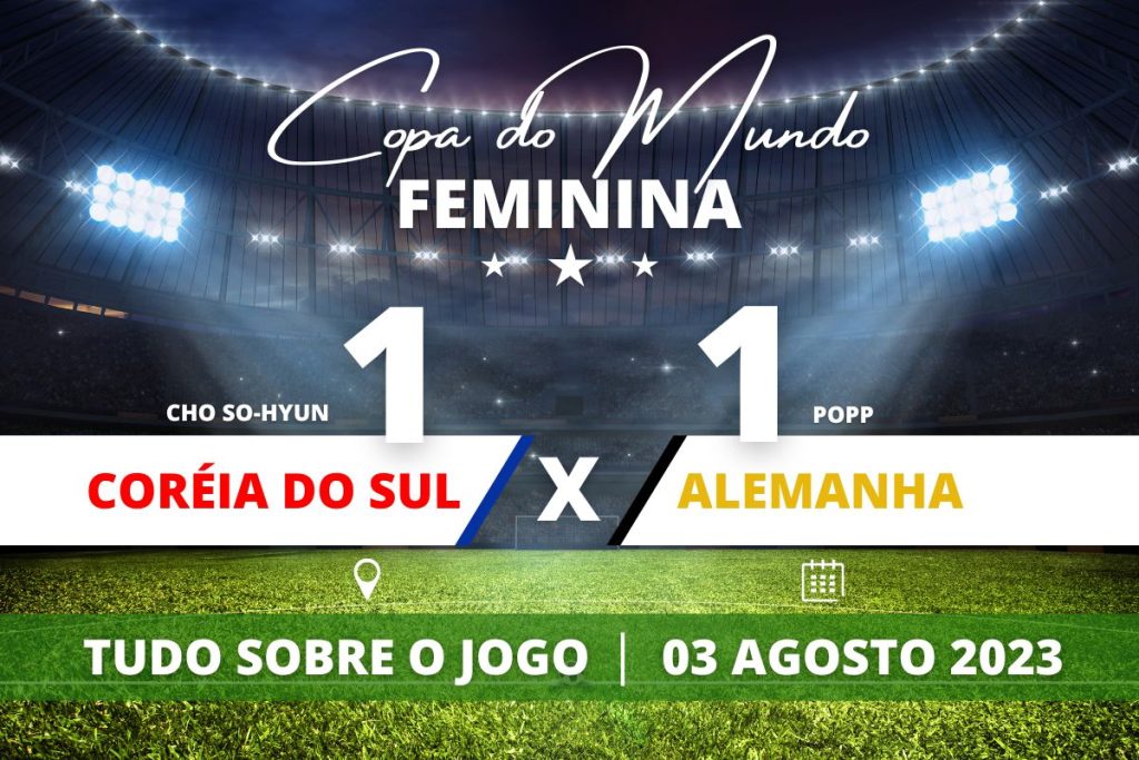 Coreia do Sul 1 x 1 Alemanha - A Bicampeã mundial Alemanha empata com com a Coreia do Sul e é, pela primeira vez na história das Copas, eliminada na fase de mata-mata da Copa do Mundo Feminina 2023.