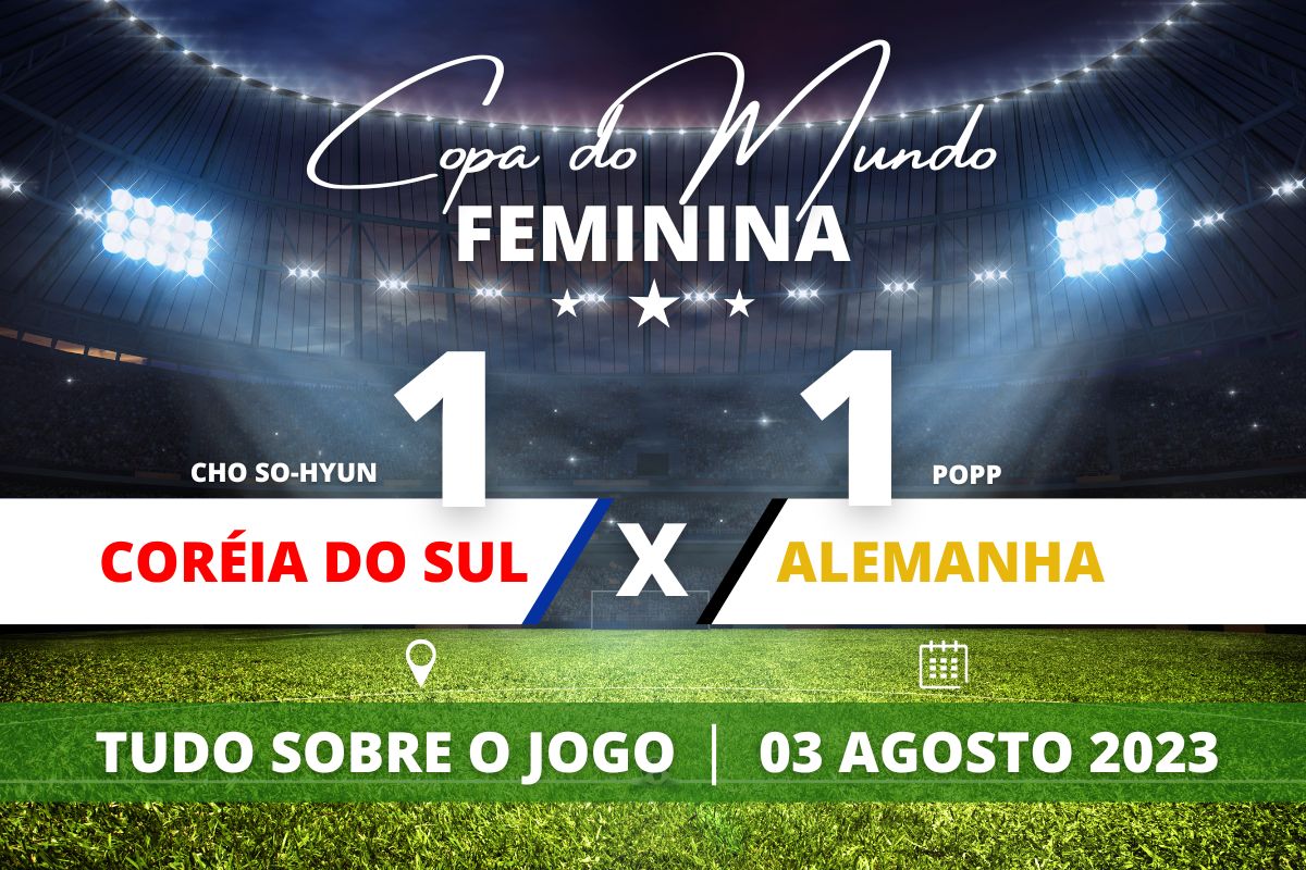 Coreia do Sul 1 x 1 Alemanha - A Bicampeã mundial Alemanha empata com com a Coreia do Sul e é, pela primeira vez na história das Copas, eliminada na fase de mata-mata da Copa do Mundo Feminina 2023.