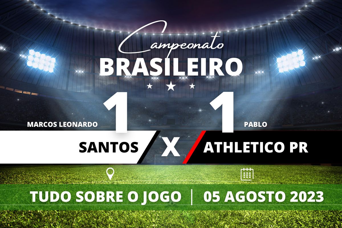 Santos 1 x 1 Athletico PR - Em casa, Santos pena mas consegue empate nos acréscimos do segundo tempo contra o Athletico PR e partida finaliza no 1 a 1 em jogo válido pela 18° rodada do Campeonato Brasileiro. Empate não é o suficiente e o Peixe segue na luta contra o rebaixamento podendo terminar a rodada no Z-4.