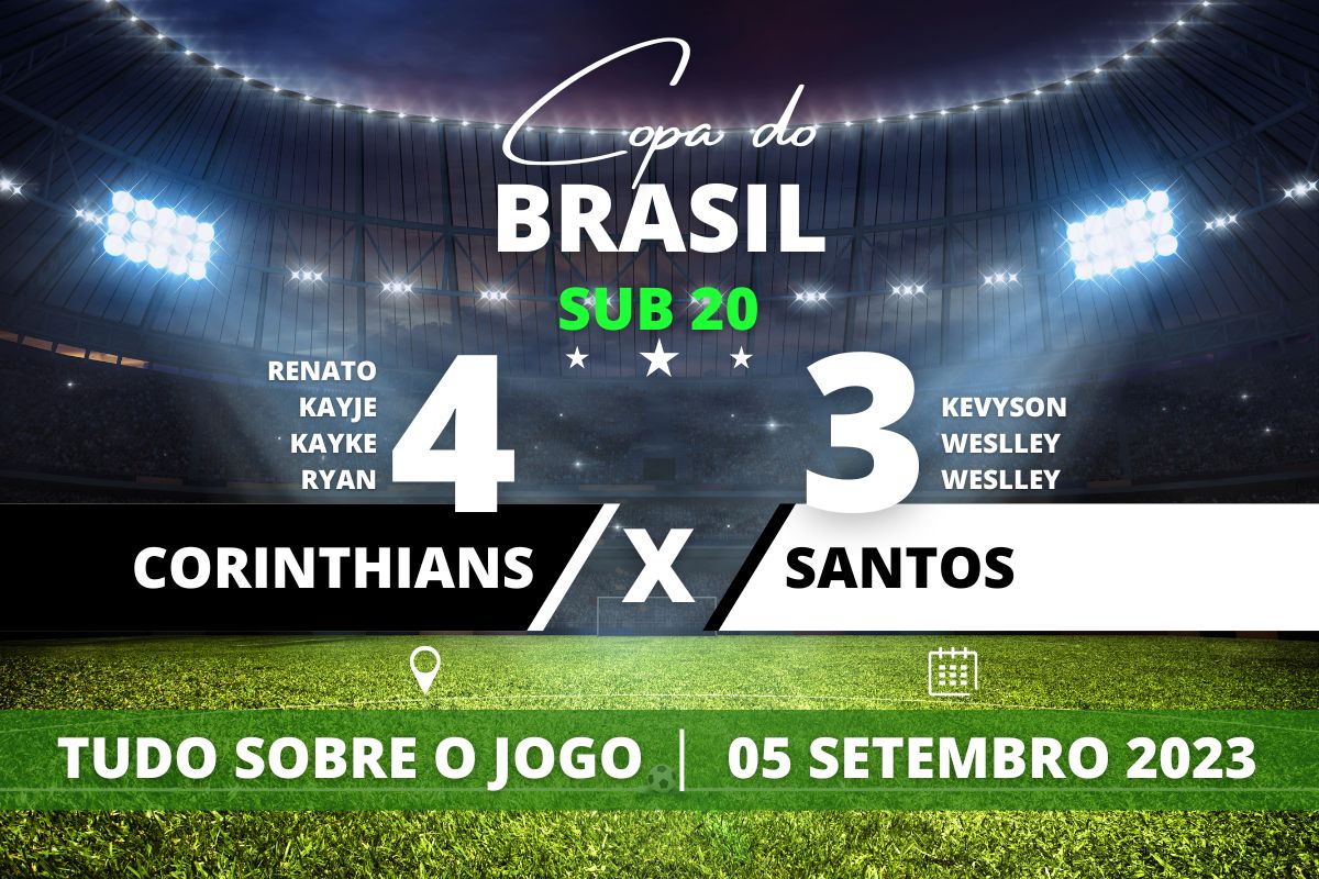 Corinthians 4 x 3 Santos - Partida classificatória, válida pelo jogo de volta das oitavas de final da Copa do Brasil Sub 20.