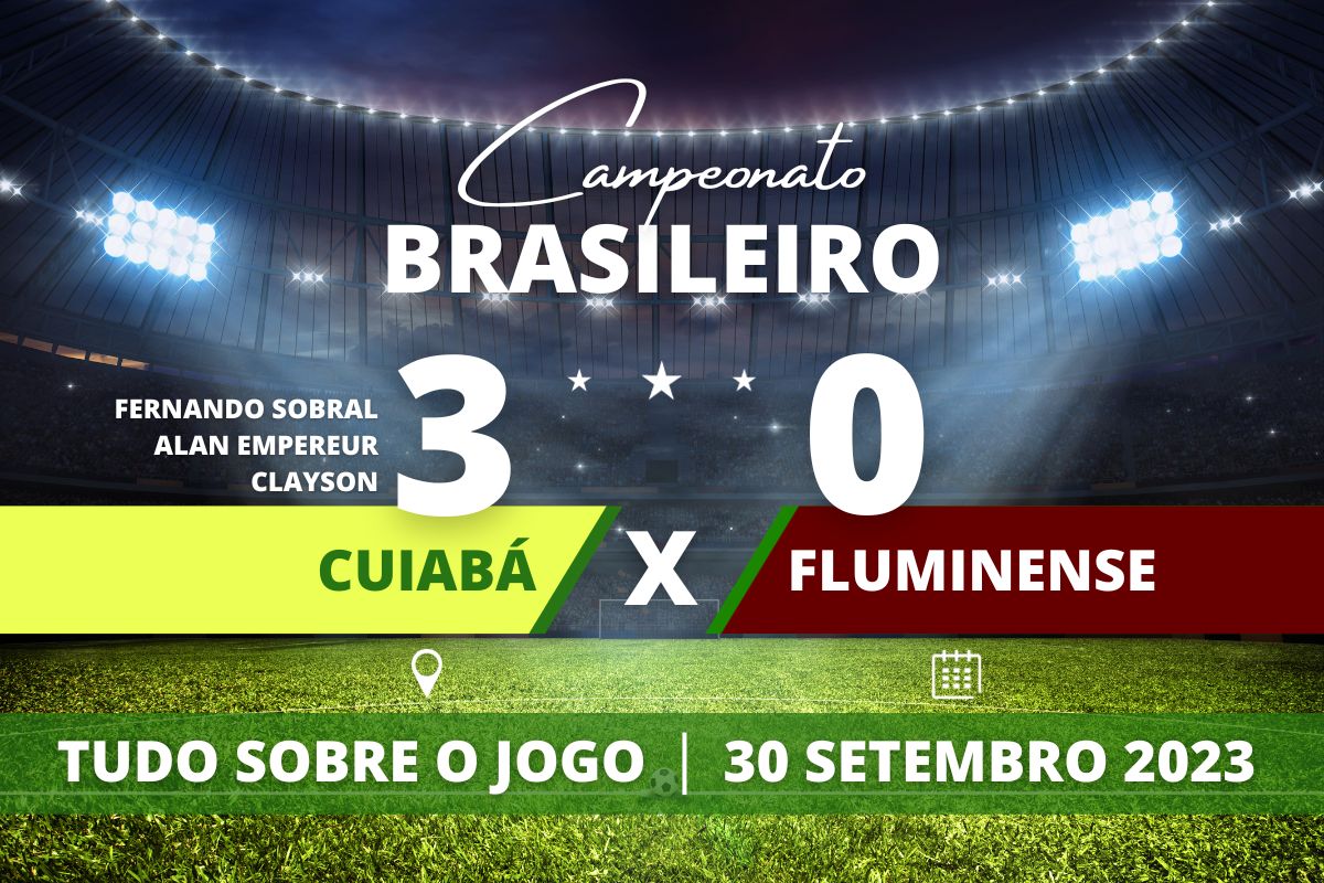 Cuiabá 3 x 0 Fluminense - Em casa, o Cuiabá goleia por 3 a 0 o Fluminense que tinha um a menos, quebra jejum de seis jogos e chega a 11° posição na tabela do Campeonato Brasileiro em partida válida pela 25° rodada.