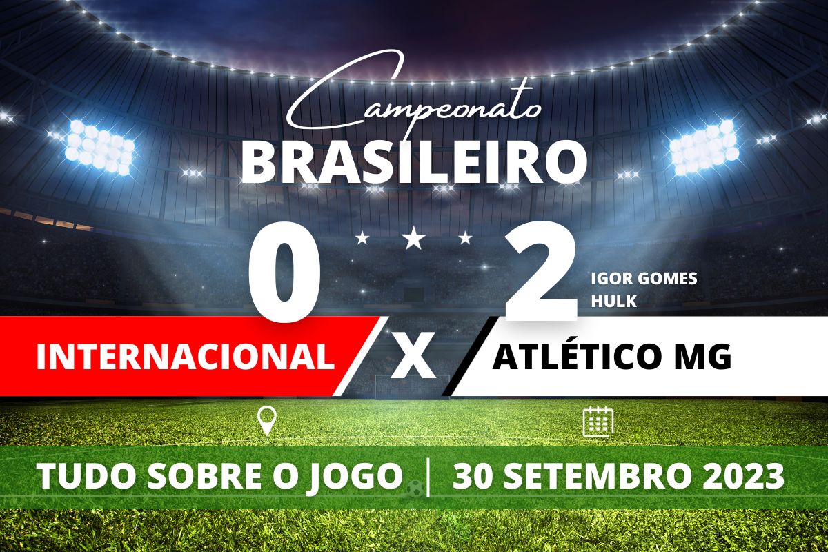 Internacional 0 x 2 Atlético MG - No Beira-Rio, Atlético MG vence o Inter por 2 a 0 e finaliza a noite na 8° posição do Campeonato Brasileiro em partida válida pela 25° rodada.