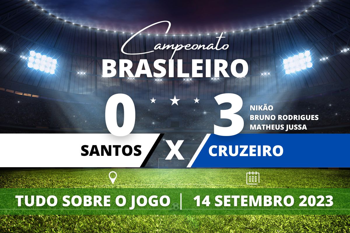Santos 0 x 3 Cruzeiro - Na Vila Belmiro, Cruzeiro desbanca pra cima do Santos e vence por 3 a 0 após jejum e Peixe sai vaiado pela torcida e se mantém na zona de rebaixamento. Partida válida pela 23° rodada do Campeonato Brasileiro.