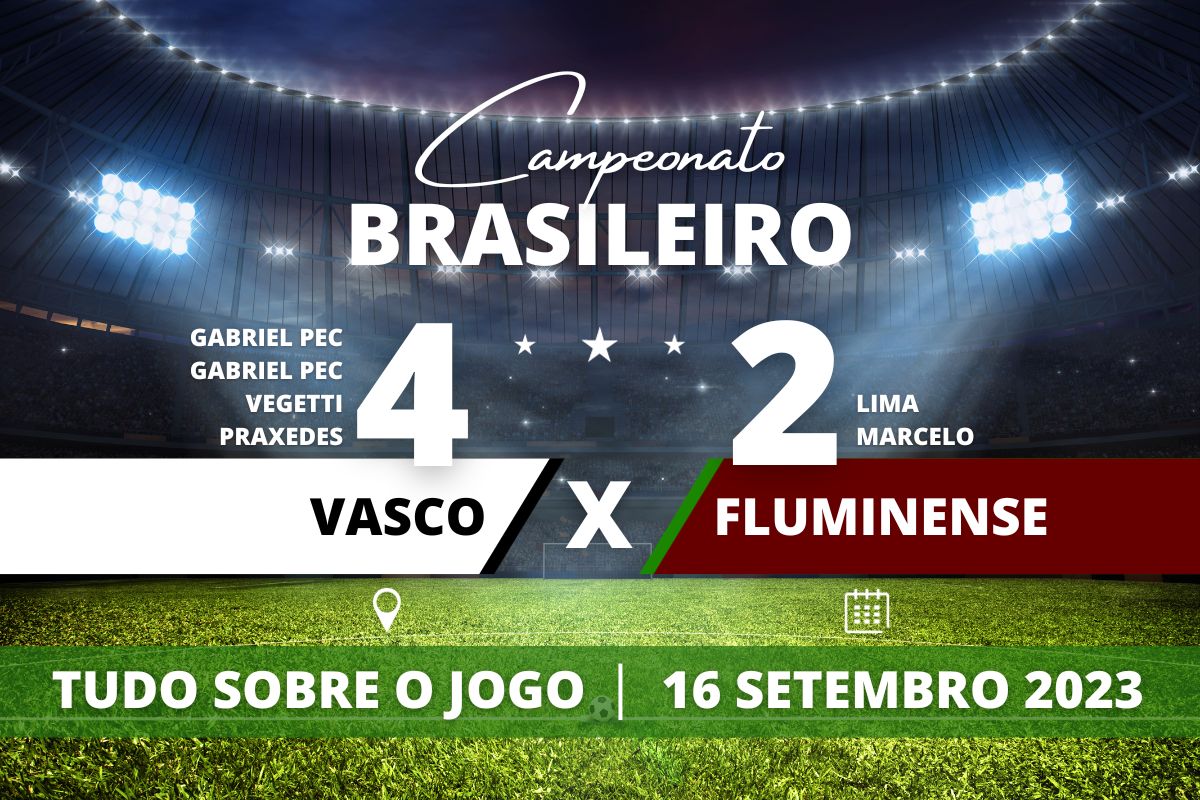 Vasco 4 x 2 Fluminense - No Engenhão, Vasco vence o Fluminense em tarde de jogo bastante movimentado e teve Gabriel Pec como herói após atacante entrar no segundo tempo e marcar os dois gols do desempate. Em partida válida 23° rodada do Campeonato Brasileiro.