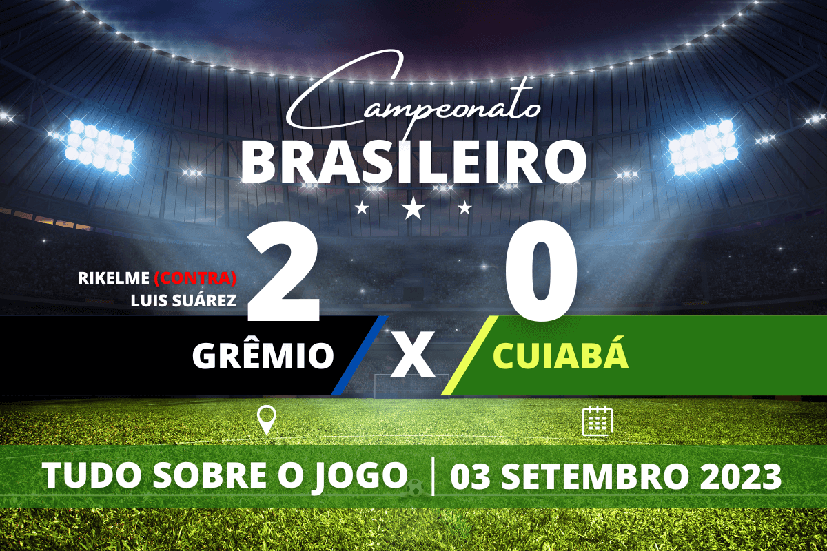 Grêmio 2 x 0 Cuiabá - Diante de quase 40 mil torcedores Grêmio faz o dever de casa com Luisito e gol contra do Cuiabá e soma mais 3 pontos na tabela recuperando a terceira colocação.