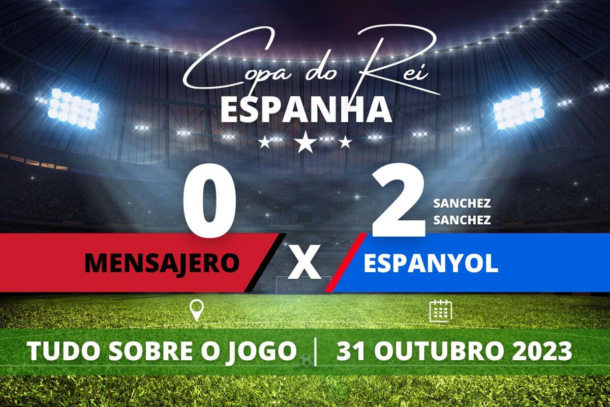 Mensajero 0 x 2 Espanyol pela 64 avos de final do Copa da Rei. Saiba tudo sobre o jogo: escalações prováveis, onde assistir, horário e venda de ingressos
