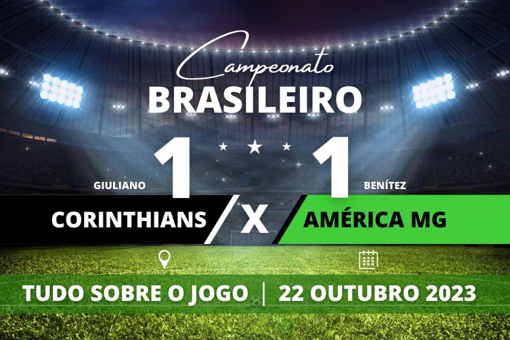 Corinthians 1 x 1 América MG - Timão foi guerreiro e buscou o empate no último lance do jogo, mas convenhamos, o resultado não foi bom.