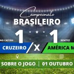 Cruzeiro 1 x 1 América MG - No Mineirão, Cruzeiro abre com Luciano Castán, mas América MG empata com Benítez e jogo fica no 1 a 1 em partida válida pela 25° rodada do Campeonato Brasileiro.