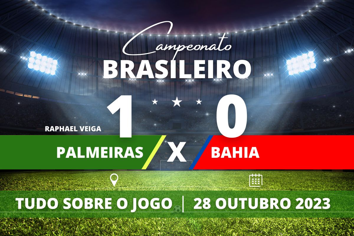 Palmeiras 1 x 0 Bahia - No Allianz Parque, Palmeiras vence o Bahia com gol de Rhapael Veiga e chega a vice-liderança em partida que marcou o início da 30° rodada do Campeonato Brasileiro enquanto o Tricolor bahiano se mantém na parte baixa da tabela, na 15° posição.
