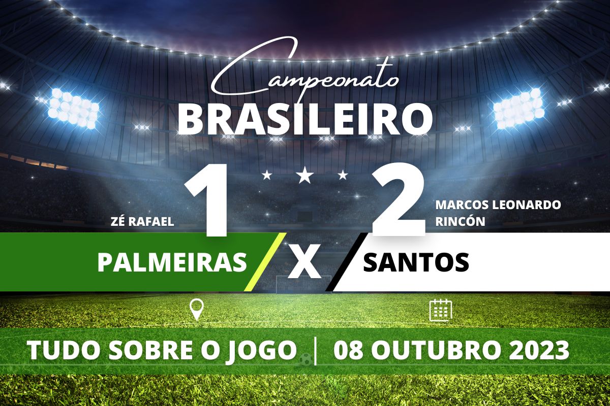 Palmeiras 1 x 2 Santos - Na Arena Barueri, Santos vira para cima do Palmeiras com gols de Rincón e Marcos Leonardo e deixa zona de rebaixamento em partida válida pela 26° rodada do Campeonato Brasileiro.