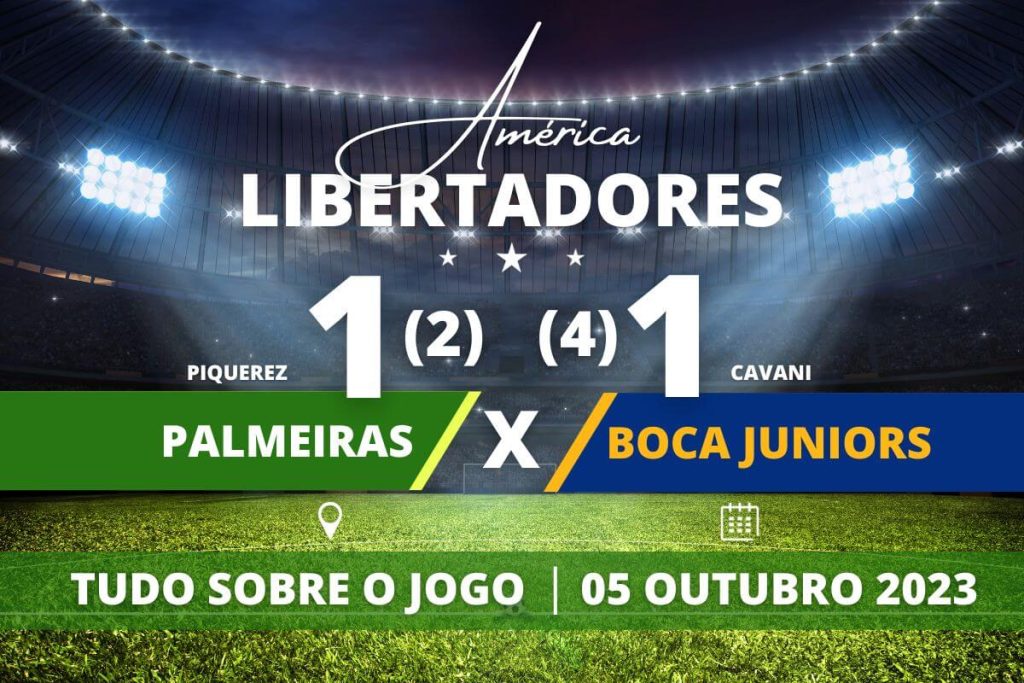 Palmeiras 1 (2) x (4) 1 Boca Juniors - Boca vence palmeiras no pênaltis e avança para a final da Libertadores contra o Fluminense