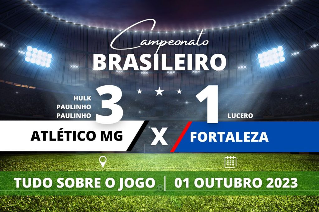 Atlético MG 3 x 1 Fortaleza - Na Arena MRV, Atlético vence o Fortaleza por 3 a 1 e passa a noite no G-4 do Campeonato Brasileiro em partida válida pela 31° rodada.