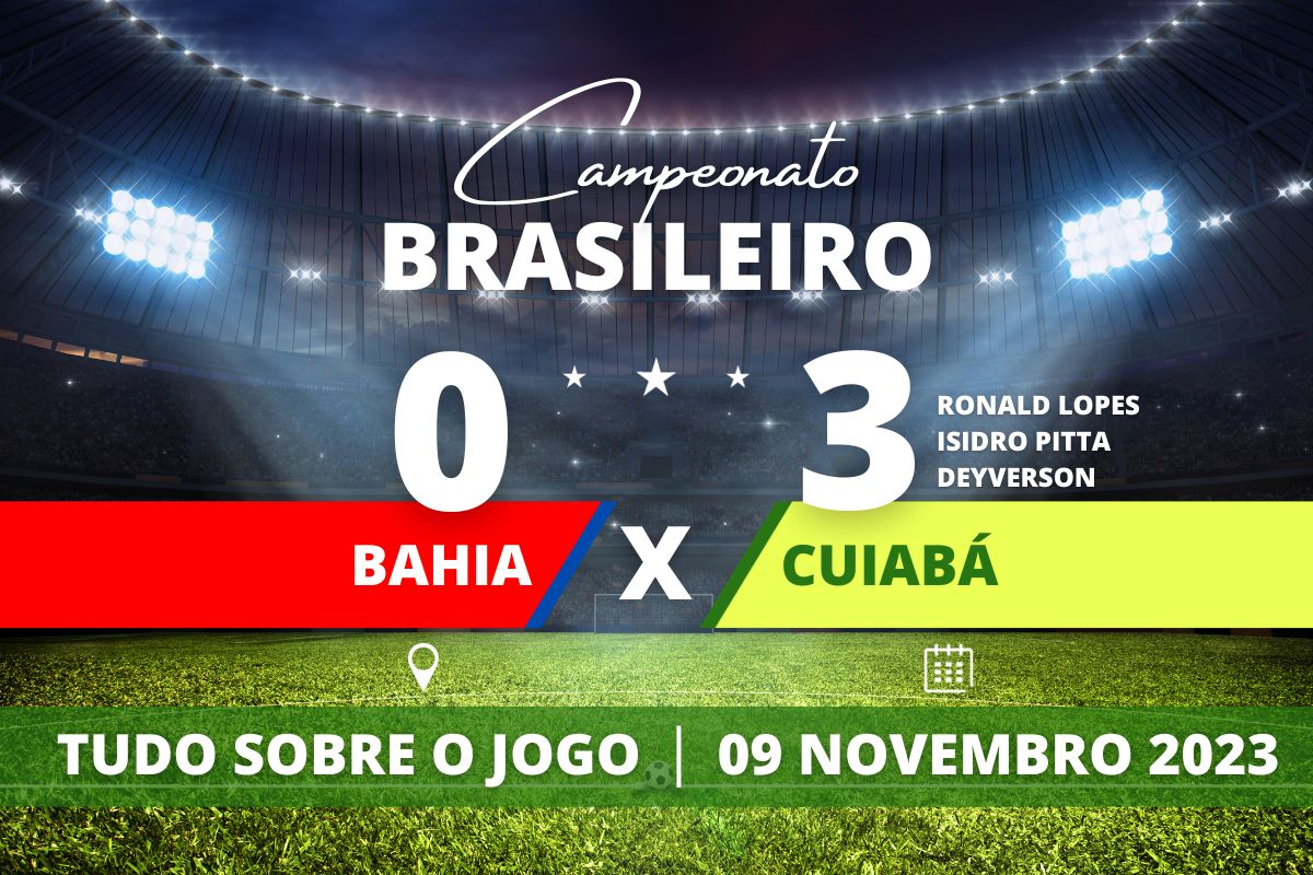 Bahia 0 x 3 Cuiabá - Dourado faz jogo incrível no confronto direto com o Bahia para evitar o Z4 e consegue vitória contundente.