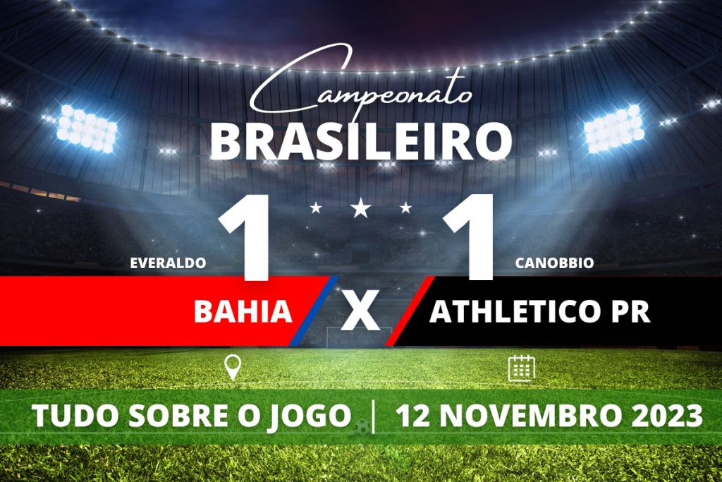 Bahia 1 x 1 Athletico PR - Na Arena Fonte Nova, Athletico arranca empate do Bahia já no final do segundo tempo e partida finaliza no 1 a 1 pela 34° rodada do Campeonato Brasileiro.
