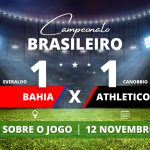 Bahia 1 x 1 Athletico PR - Na Arena Fonte Nova, Athletico arranca empate do Bahia já no final do segundo tempo e partida finaliza no 1 a 1 pela 34° rodada do Campeonato Brasileiro.