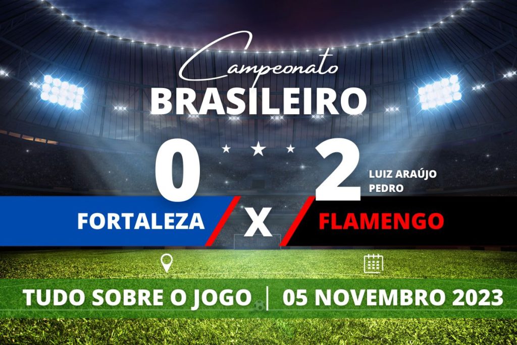 Fortaleza 0 x 2 Flamengo - Na Arena Castelão, Flamengo se recupera após duas derrotas na competição e vence por 2 a 0 o Fortaleza com gols de Pedro e Luiz Araújo pela 32° rodada do Campeonato Brasileiro.