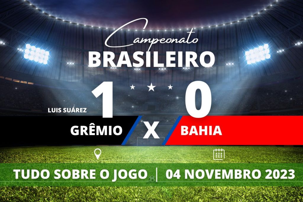 Grêmio 1 x 0 Bahia - Em casa, Grêmio vence no sufoco o Bahia com gol de Luis Suárez no segundo tempo e conquista a segunda colocação na tabela, mesmo que por algumas horas, em partida válida pela 32° rodada do Campeonato Brasileiro.