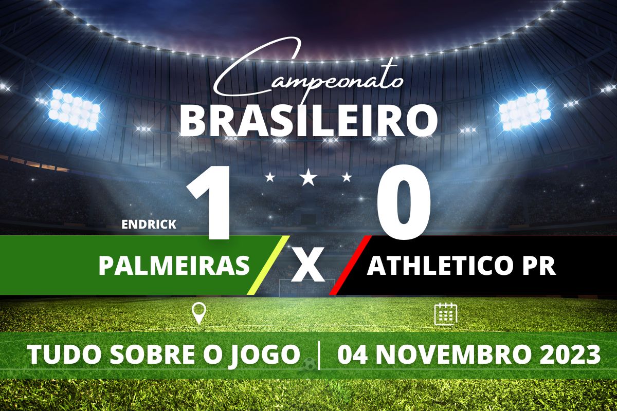 Palmeiras 1 x 0 Athletico PR - Na Arena Barueri, Palmeiras marca com Endrick e vence o Athletico PR na noite deste sábado, reassumindo a vice-liderança que havia perdido minutos antes para o Grêmio, e se igualando ao número de pontos com o Líder que só joga na segunda-feira.