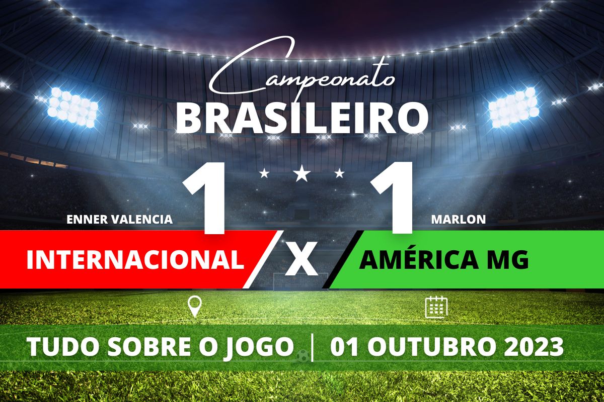 Internacional 1 x 1 América MG - No Beira-Rio, Inter e América MG empatam no 1 a 1 após golaço de Marlon pelo América em partida válida pela 31° rodada do Campeonato Brasileiro.