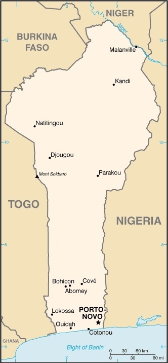 Benin - FOTO/CRDITO: http://pt.wikipedia.org/wiki/Ficheiro:Benin_map.png