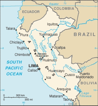 Mapa do Peru - CRDITOS: http://www.indexmundi.com/peru/geographic_coordinates.html